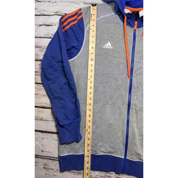 New York Knicks Adidas Hoodie‎ Mens XL Gray Blue Full Zip NBA - Picture 4 of 8
